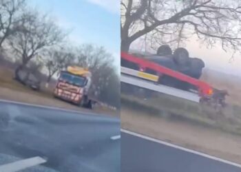 Mașină răsturnată pe traseul Dubăsari-Grigoriopol: Imagini video din locul accidentului
