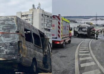 Un microbuz cu pasageri din R.Moldova s-a făcut scrum, în urma unui accident pe o şosea din România