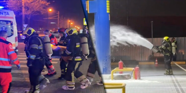 Exercițiu tactic IGSU la o stație PECO din Chișinău