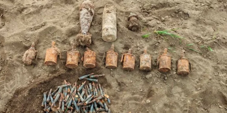 Muniții de război distruse de geniștii Armatei Naționale în Capul de Pod Șerpeni