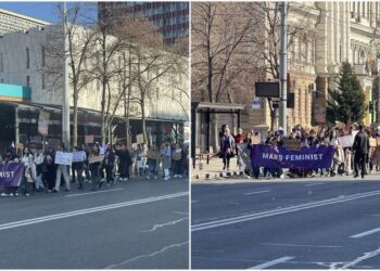 Marșul feminist a blocat parțial centrul capitalei: Participanții bat în tobe și scandează „Solidaritate!”