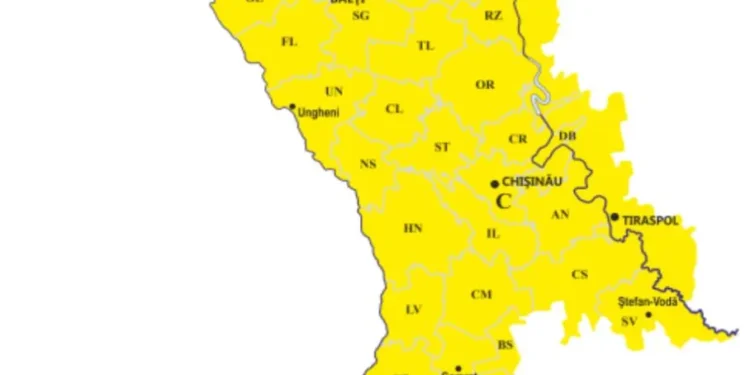 Cod Galben de scădere bruscă a temperaturii pe întreg teritoriul țării