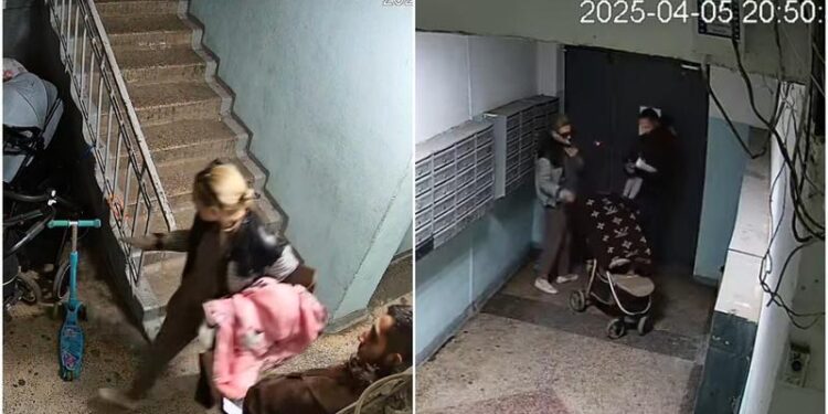 Cuplu surprins de camerele de supraveghere furând cărucioare și o trotinetă în Buiucani