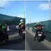 Căzătură spectaculoasă a unui polițist pe motocicletă, surprinsă de o cameră de bord