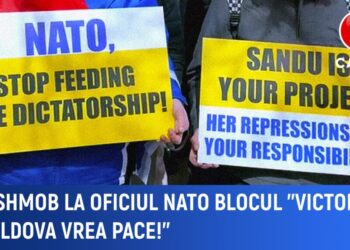 „NATO, plecați acasă!” – Flashmob organizat de blocul „Victorie” în fața oficiului alianței
