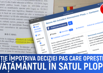 COMUNA PLOPI DIN R-UL CANTEMIR LUPTĂ PENTRU DREPTUL LA EDUCAȚIE DIN CAUZA UNEI DECIZII PAS