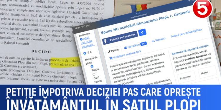 COMUNA PLOPI DIN R-UL CANTEMIR LUPTĂ PENTRU DREPTUL LA EDUCAȚIE DIN CAUZA UNEI DECIZII PAS